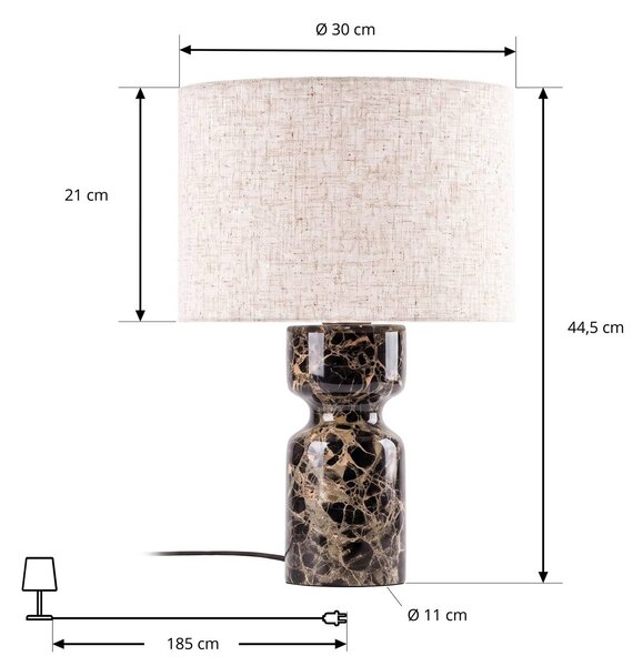 Lampa stołowa Marcella Lucande, kremowy / amber, salon / jadalnia, tkanina / materiał / jedwab, nowoczesny