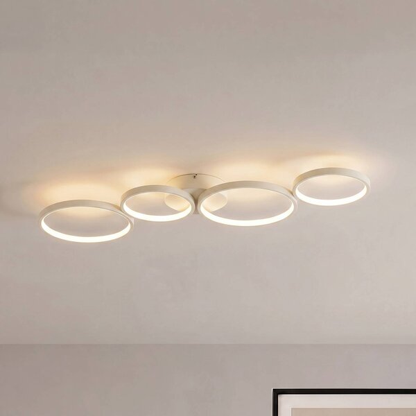 Lampa sufitowa Evengeline Lindby, kremowy / amber, salon / jadalnia, metal, nowoczesny