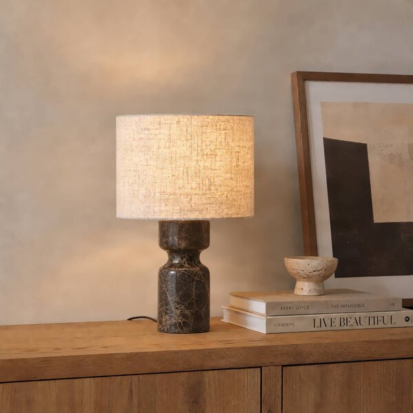 Lampa stołowa Marcella Lucande, kremowy / amber, salon / jadalnia, tkanina / materiał / jedwab, nowoczesny