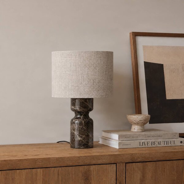 Lampa stołowa Marcella Lucande, kremowy / amber, salon / jadalnia, tkanina / materiał / jedwab, nowoczesny