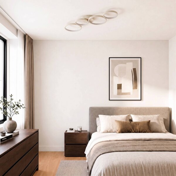 Lampa sufitowa Evengeline Lindby, kremowy / amber, salon / jadalnia, metal, nowoczesny