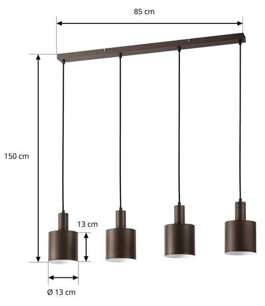 Lampa wisząca Ovelia Lindby, możliwość ściemniania, brązowy / rdzawy, salon / jadalnia, metal, nowoczesny