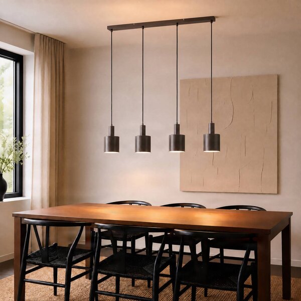 Lampa wisząca Ovelia Lindby, możliwość ściemniania, brązowy / rdzawy, salon / jadalnia, metal, nowoczesny
