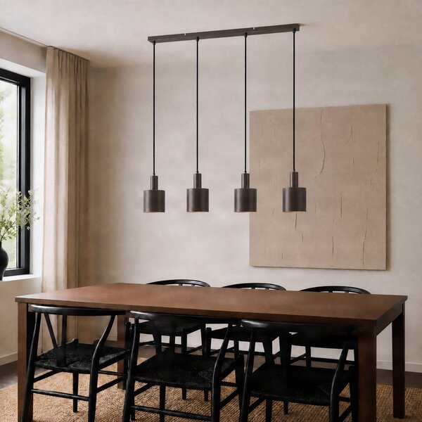 Lampa wisząca Ovelia Lindby, możliwość ściemniania, brązowy / rdzawy, salon / jadalnia, metal, nowoczesny