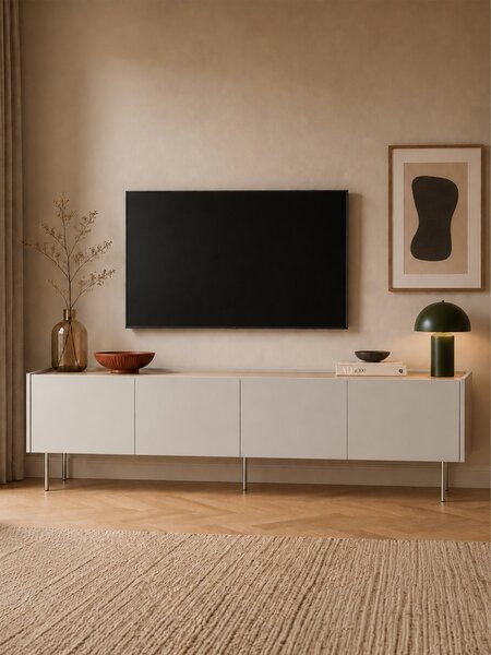 Szafka RTV Desin na metalowych nogach 220 cm - kaszmir / dąb nagano