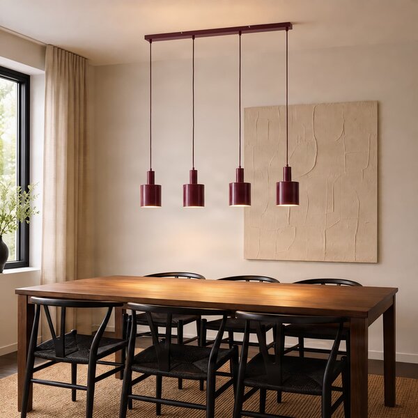 Lampa Wisząca Lindby, Ovelia, ściemnialny, czerwony, kuchnia, metal, nowoczesny
