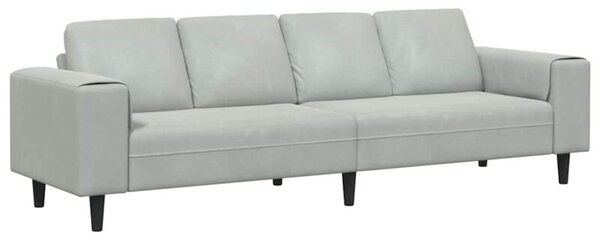 Nowoczesna sofa do salonu w kolorze jasnoszarym z poduszkami komfortowymi i eleganckimi akcentami
