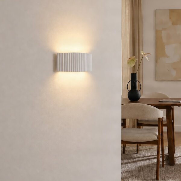 Lampa Ścienna Lindby, Naike, ściemnialny, biały, przedpokój, gips | glina, nowoczesny