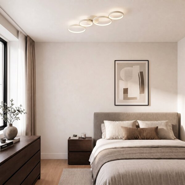 Lampy sufitowe Lindby, Evengeline, beżowy, salon, metal, nowoczesny