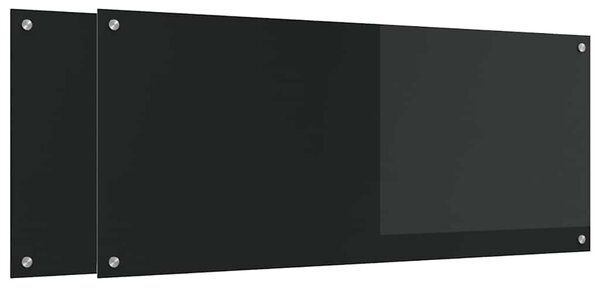 Panel kuchenny 2 pcs Czarny 120 x 50 cm szkło hartowane