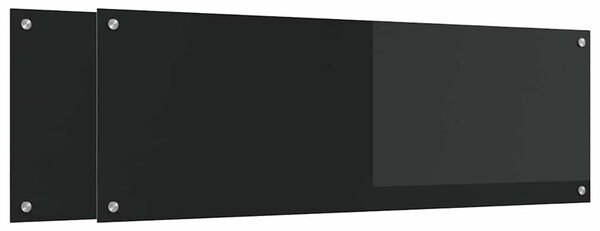 Panel kuchenny 2 pcs Czarny 120 x 40 cm szkło hartowane