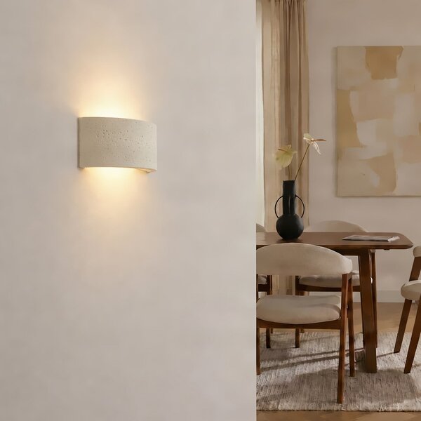 Lampa Ścienna Lindby, Naike, ściemnialny, beżowy, przedpokój, gips | glina, nowoczesny