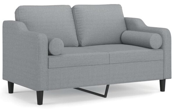 Sofa 2-osobowa z poduszkami, jasnoszara, 120 cm, tkanina