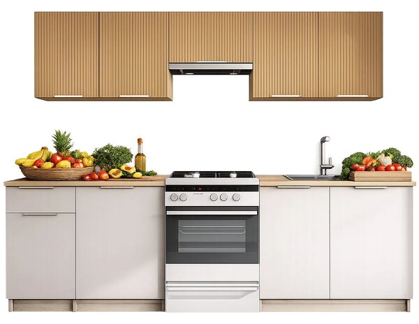 Zestaw mebli kuchennych orzech / kaszmir 240 cm G8-G74
