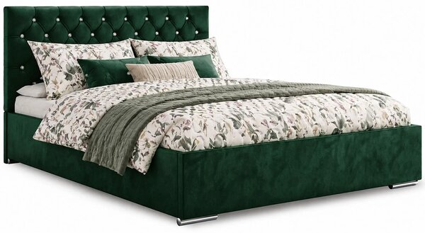 Zielone łóżko pikowane w stylu glamour 6 rozmiarów W5-H38