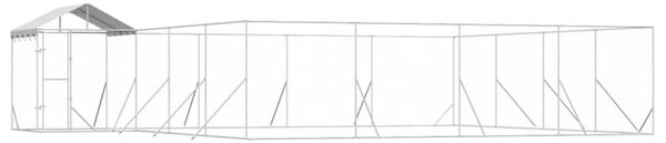 Kojec dla psa, z dachem, srebrny, 10x8x2,5m, stal galwanizowana