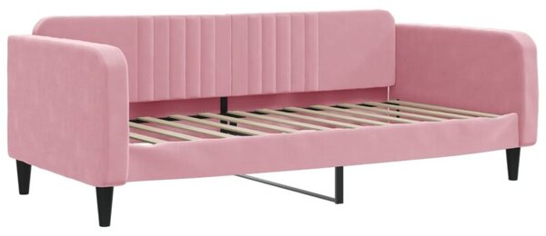 Sofa z funkcją spania, różowa, 90x200 cm, obita aksamitem