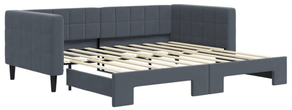 Sofa rozsuwana, ciemnoszara, 90x190 cm, aksamit