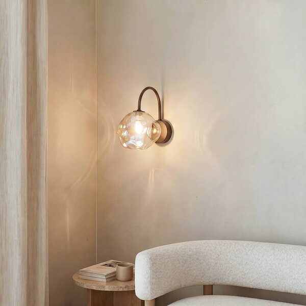Kinkiet Lava TK Lighting, możliwość ściemniania, brązowy / rdzawy, salon / jadalnia, szkło