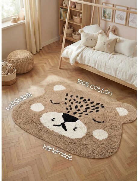 Jasnobrązowy bawełniany dywan dziecięcy odpowiedni do prania/tkany ręcznie 93x120 cm Snuggle Bea – Hanse Home