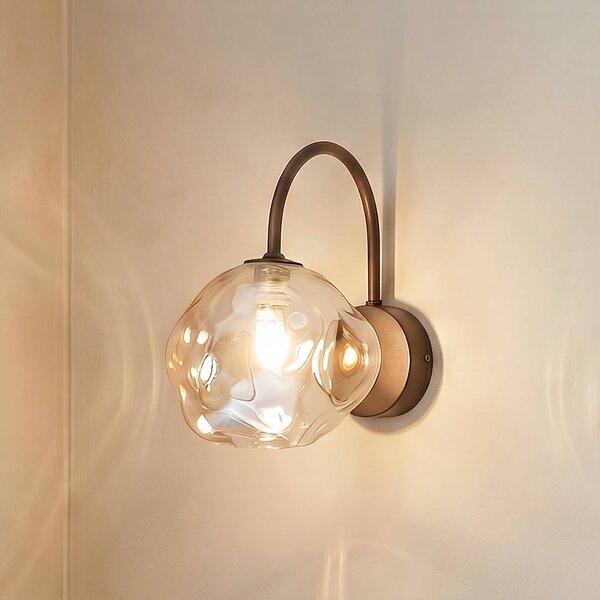 Kinkiet Lava TK Lighting, możliwość ściemniania, brązowy / rdzawy, salon / jadalnia, szkło