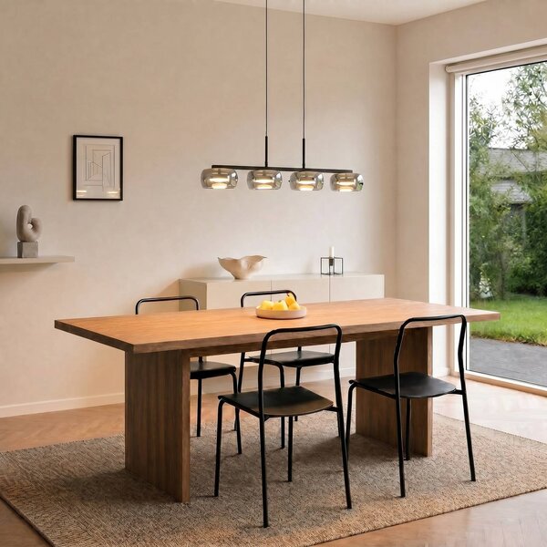 Lampa wisząca szklana Martis Lucande, możliwość ściemniania, czarny, salon / jadalnia, szkło, nowoczesny