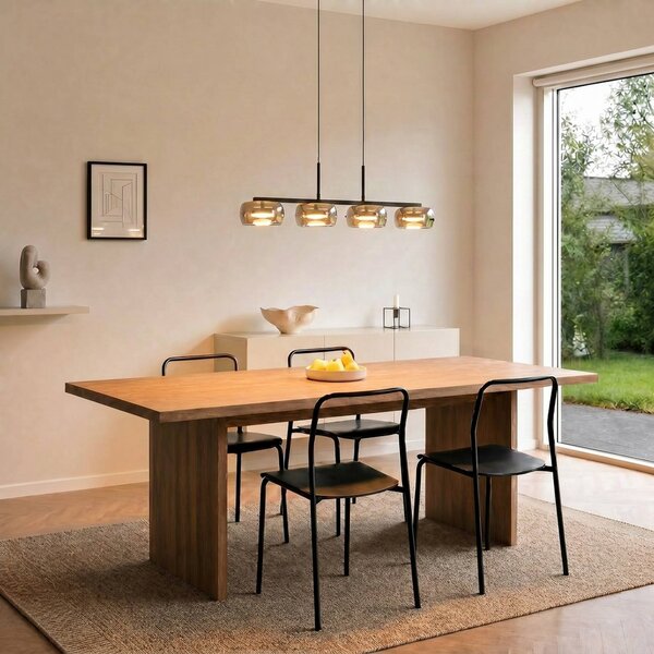 Lampa wisząca szklana Martis Lucande, możliwość ściemniania, kremowy / amber, salon / jadalnia, szkło, nowoczesny