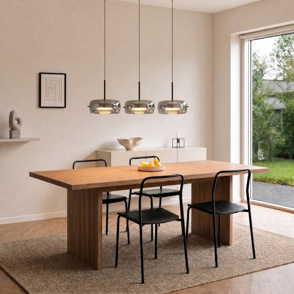 Lampa wisząca Martis Lucande, możliwość ściemniania, czarny, salon / jadalnia, szkło, nowoczesny
