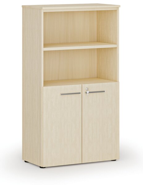 Szafa biurowa kombinowana PRIMO WOOD, drzwi na 2 poziomach, 800 x 420 x 1434 mm, brzoza