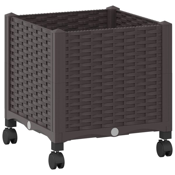 Donica ogrodowa na kółkach brązowy 40 x 40 x 48 cm PP