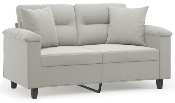 Sofa 2-osobowa z poduszkami, jasnoszara, 120 cm, mikrofibra
