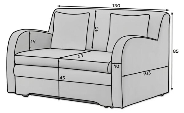 Rozkładana 2-osobowa sofa ARIO ROYAL, biała