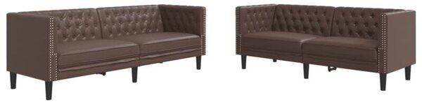 Zestaw 2-cz. wypoczynkowy chesterfield, brÄ zowy, sztuczna skÃ³ra