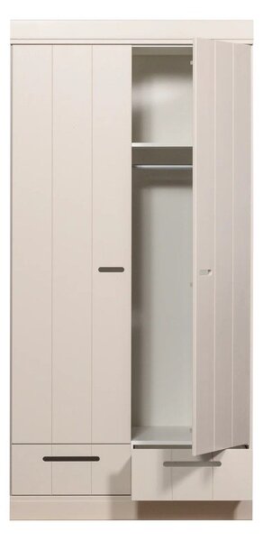 Szarobeżowa szafa z litego drewna sosnowego 94x195x53 cm Connect – WOOOD