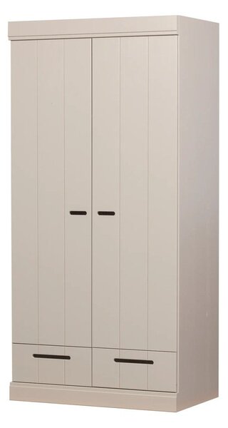 Szarobeżowa szafa z litego drewna sosnowego 94x195x53 cm Connect – WOOOD