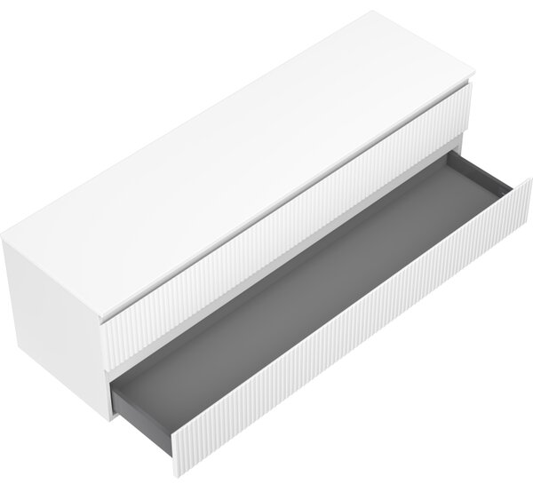 Mexen Rivel szafka łazienkowa podumywalkowa 160 cm z blatem, 2 szuflady, ryflowana , biała mat - 91A20-16047-2-BFFC01