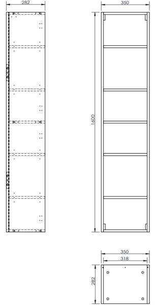 Mexen Rivel słupek łazienkowy 35 cm, 2 drzwi, ryflowany, biały mat - 91A21-03016-2-BF01