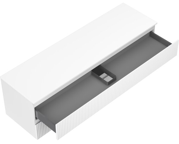 Mexen Rivel szafka łazienkowa podumywalkowa 160 cm z blatem, 2 szuflady, ryflowana , biała mat - 91A20-16047-2-BFFC01