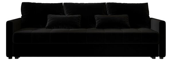Czarna welurowa sofa rozkładana W3-M28