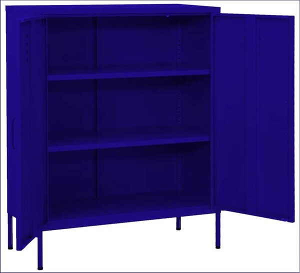 Granatowa szafka gospodarcza w stylu industrialnym H6-D23