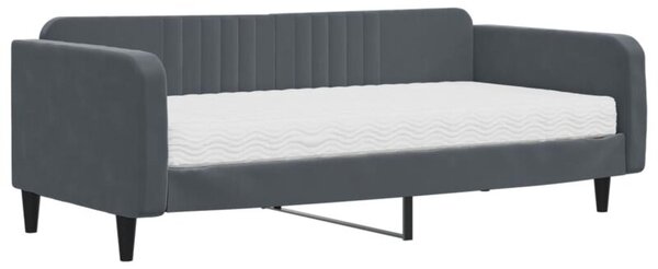 Sofa z materacem do spania, ciemnoszara, 100x200 cm, aksamit