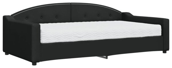 Sofa z materacem do spania, czarna, 100x200 cm, tkanina