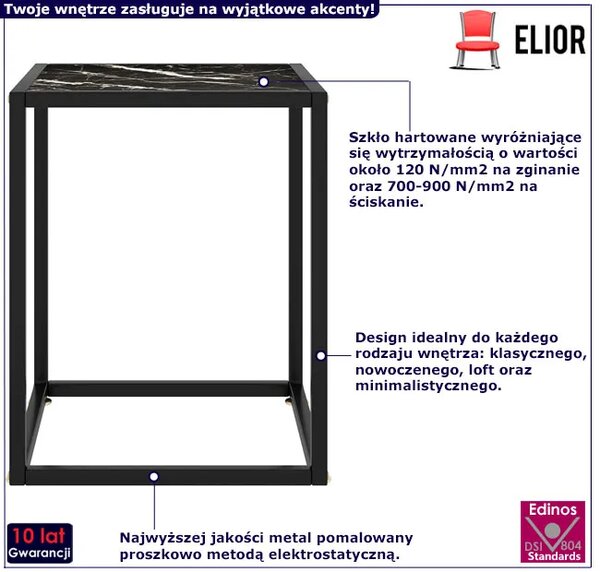 Minimalistyczny szklany stolik kawowy czarny marmur - Tivoxi