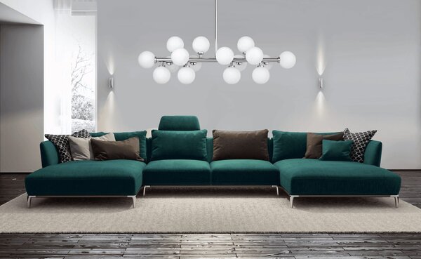 LAMPA WISZĄCA SUFITOWA NOWOCZESNA CHROM BIAŁE KULE PETRICA 16