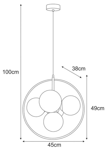 Czarno-grafitowa szklana lampa wisząca w metalowym okręgu - 6X A690 B8-S35