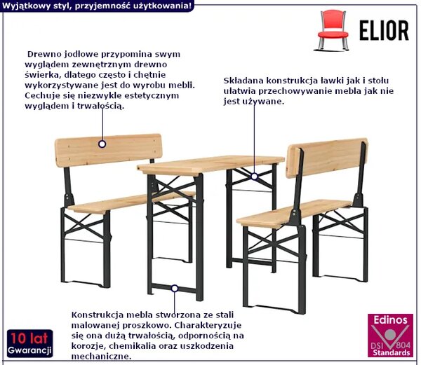Zestaw mebli ogrodowych z litego drewna jodłowego T9-D06
