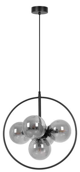 Czarno-grafitowa szklana lampa wisząca w metalowym okręgu - 6X A690 B8-S35