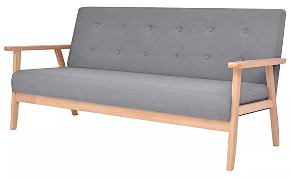 Jasnoszara sofa z pikowanym oparciem P6-N48