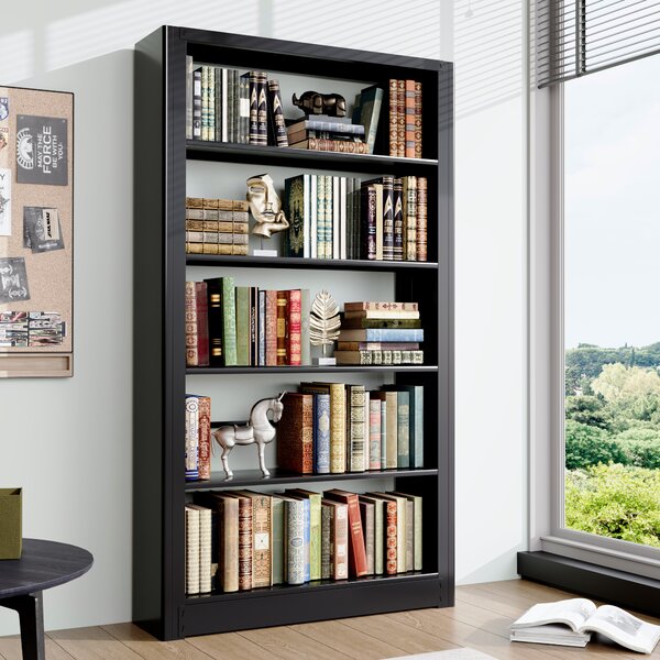 Metalowa biblioteczka, 1750 × 915 × 300 mm, czarna