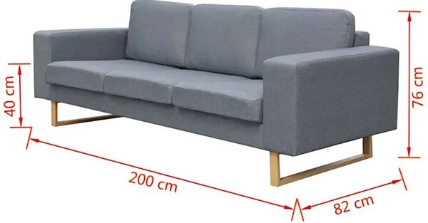 Jasnoszara 3-osobowa sofa T9-P55
